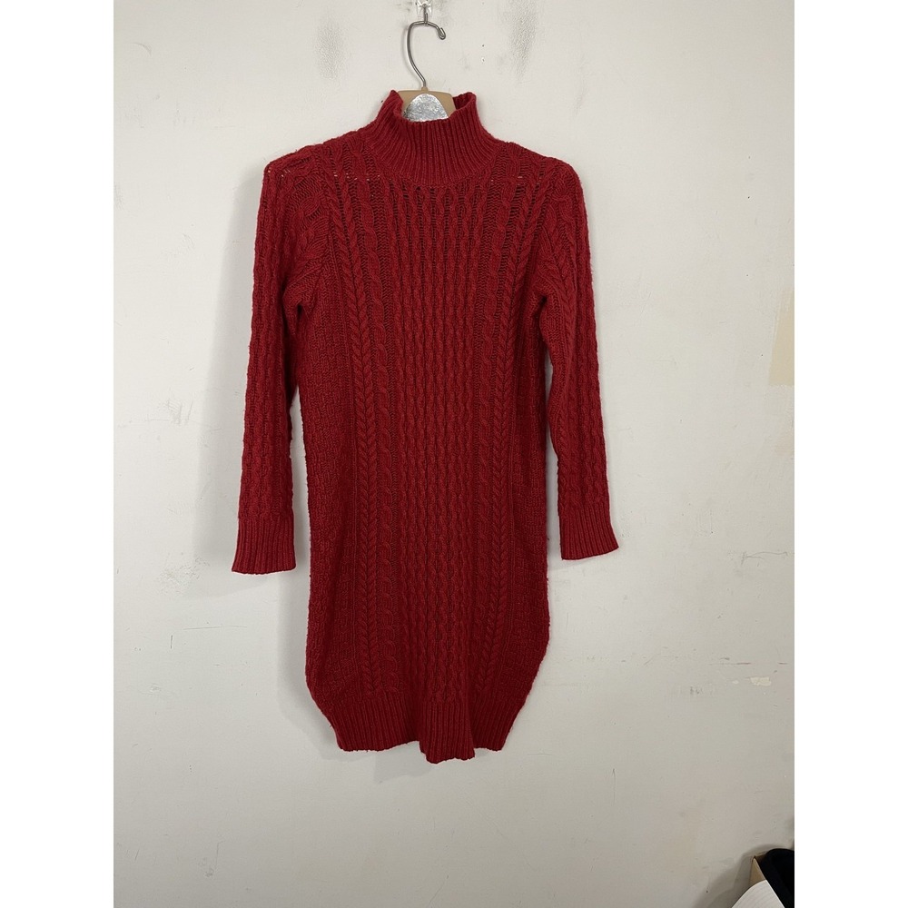 Ann Taylor Womens Sweater Dress Small Red Cable Knit Wool Holiday Christmas‎